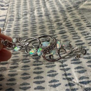 Silver and Opal Bangle